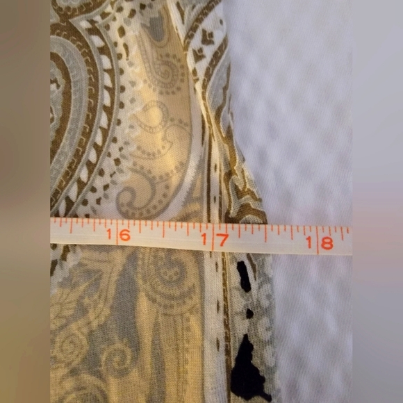 Lascana for Venus V-NECK  paisley brown, cream & black tunic belted top  sz S - Picture 9 of 13